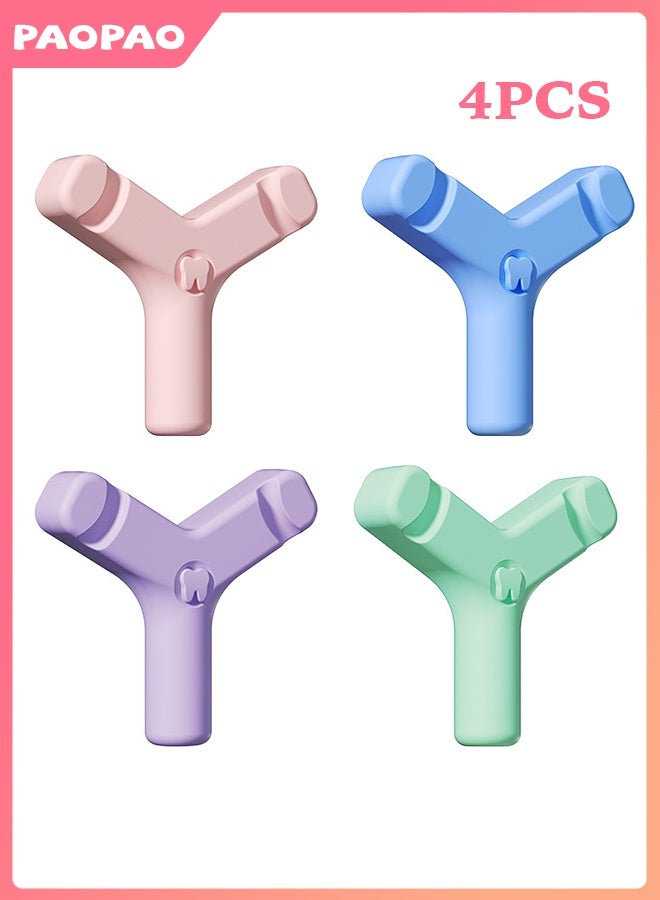 Pao pao Aligner Chewies - 4 Pack Y-Shaped Handheld Aligner Chewies - Firm & Soft 2 Way - Aligners, Retainers（Pink/Blue/Green/Purple） - Image 1